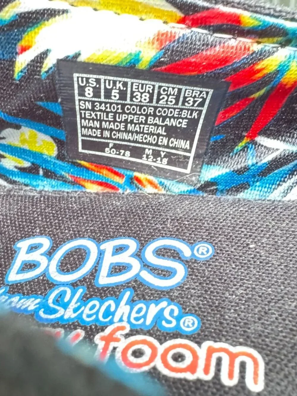 BOBS by Skechers Black Canvas Espadrille Slip-On Shoes Size 8
